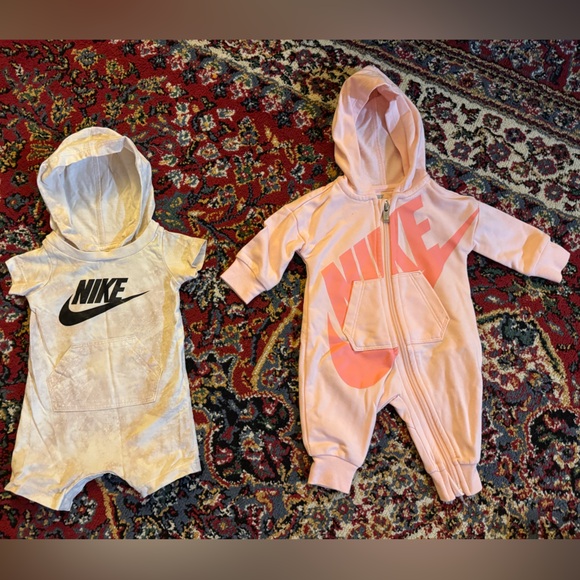Nike Other - Nike Kids Hooded Jumpsuit and Romper Set - Pink and White